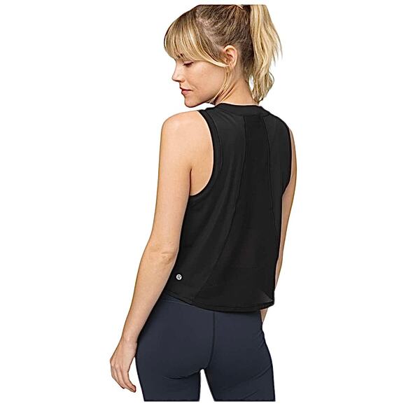 EUC Lululemon Sheer Will Tank *Pulse Black Patterned Mesh Back Panel Size 8 - Picture 7 of 10